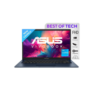 ASUS Vivobook 14 Thin and Light Laptop, IntelCore i3-1215U 12th Gen, 14" (35.56 cm) FHD, (8 GB RAM/512GB SSD/Win11/Office 2021/Fingerprint/42WHr /Blue/1.40 kg), X1404ZA-NK321WS