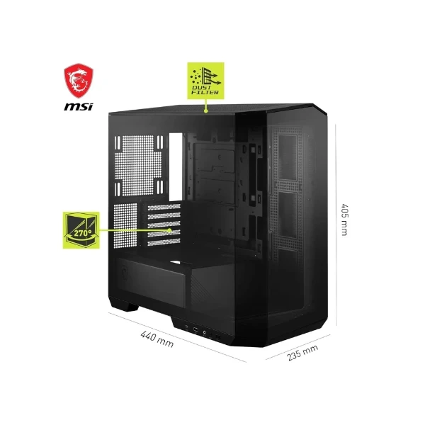 MSI MAG PANO M100R PZ Gaming Case: Premium RGB Mid-Tower Chassis with Tempered Glass, Mystic Light Sync, and Superior Airflow for Ultimate PC Performance and Aesthetics