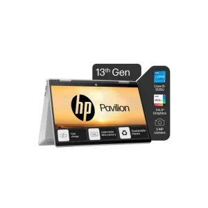 HP Pavilion x360, 13th Gen Intel Core i5-1335U (16GB DDR4, 512GB SSD) Touchscreen, 14"/35.6cm, FHD, Win 11, Office 21, Silver, 1.51kg, ek1074tu/1148tu, Iris Xe, FPR, 5MP Camera, Backlit KB Laptop