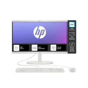 HP All-in-One, Intel N200,21.45'' (54.5 cm), FHD, 8GB DDR5, 512GB SSD, Intel UHD Graphics, 720P HD Camera W/Privacy Shutter, Dual Speakers (Win11, White, 4.17 Kg) Dg0154in