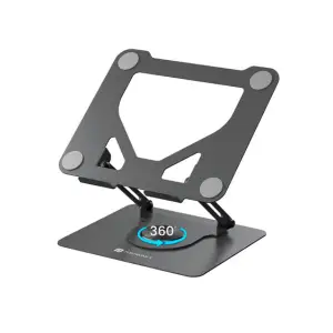 Portronics My Buddy K11 Metal Laptop Stand with 360° Rotation, Height & Angle Adjustable, Foldable Design, Improves Air Flow, Carbon Steel Body, 10 kg Max Weight for Laptops & MacBook (Black)