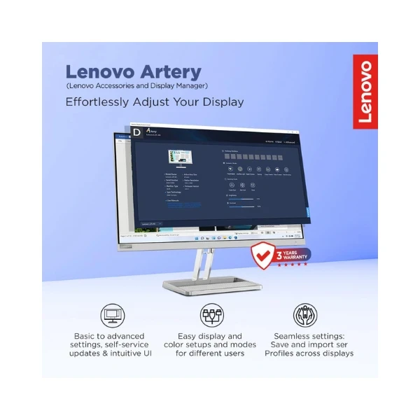Lenovo L-Series 24 inch (60.4cm) FHD IPS Monitor| 100Hz, 1ms, FreeSync, 3Wx2 Speakers, 4xUSB-A, 1xUSB-C, 1x HDMI, PD-45W, Tilt, Swivel,Pivot Height Adjust Stand: for Home & Office use, Grey, L24m-4A