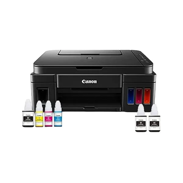 Canon PIXMA MegaTank G3000 All in One WiFi Inktank Colour Printer with 2 Additional Black Ink Bottles for Home and Office