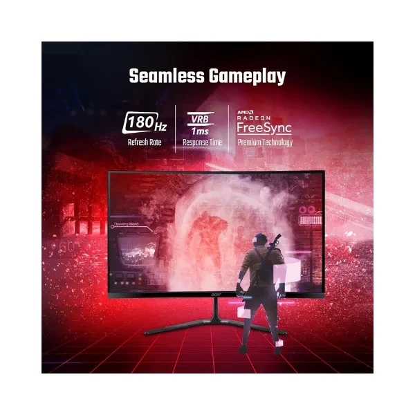 Acer ED270U S3 27 Inch WQHD 2560x1440 1500R Curved Gaming Backlit LED LCD Monitor I 1MS VRB, 180Hz Refresh Rate I AMD FreeSync I 2 x HDMI 1 x Display Port I Stereo speakers I Eye Care I HDR 10 I Black