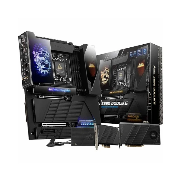 MSI MEG Z890 GODLIKE, E-ATX - Supports Intel Core Ultra Processors (Series 2), LGA 1851 - Dynamic Dashboard III, EZ Slide M.2, DDR5 (9200+ MT/s OC), M.2 & PCIe 5.0, Thunderbolt 5, Wi-Fi 7, 10G LAN