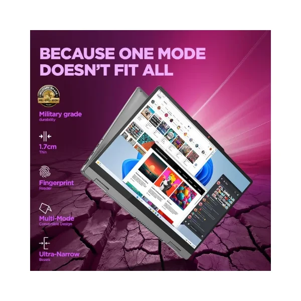 Lenovo Smartchoice Ideapad 5 2-in-1 13th Gen Intel Core i5-13420H (16GB RAM/512GB SSD/Windows 11/Office Home 2024/WUXGA IPS/14 (35.5cm)/Touchscreen 2-in-1/3Mon.Game Pass/Grey/1.6kg), 83KX0059IN Laptop