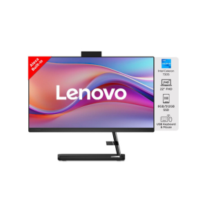 Lenovo IdeaCentre AIO 3 Intel Celeron 7305 22" FHD IPS 3-Side Edgeless All-in-One Desktop with Alexa Built-in (8GB/512GB SSD/Win11/HD 720p Camera/USB Wired Keyboard & Mouse), F0GG0061IN