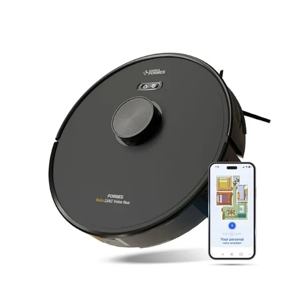 Eureka Forbes LVAC Voice Nuo Robotic Automatic Vacuum Cleaner | Dry Vacuuming & Wet Mopping | Smart Voice Control | 3D Laser Mapping | Silent Operation | Powerful Suction | Virtual Demo Post-Purchase