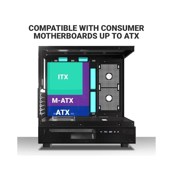 Ant Esports Crystal X6 ATX Mid-Tower Computer Case/Gaming Cabinet with Type-C - Black | Support ATX, Micro-ATX, Mini-ITX | Pre-Installed 6 ARGB Infinity Mirror Fans | Dual Front Panel (Mesh/Glass)