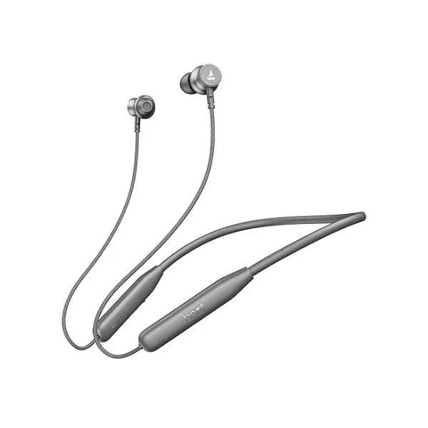 boAt Rockerz 113 (2025 Launch), 40 Hrs Playback, Dual Pair, Fast Charge, Enx Tech, Low Latency, Magnetic Buds, Bluetooth Neckband, Wireless with Mic in Ear Earphones(Ash Grey)