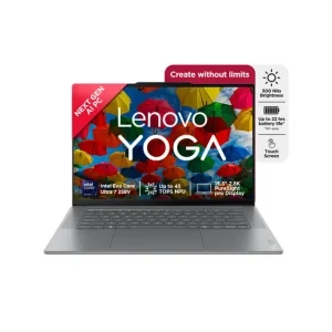 Lenovo Smartchoice Yoga Slim 7 Aura Edition, Intel Core Ultra 7 258V, 47 Tops, Copilot+ AI PC, 32GB RAM, 1TB SSD, 15"(38.86cm), Windows 11, MS Office Home 2024, Grey, 1.53Kg, 83HM004NIN, AI Laptop