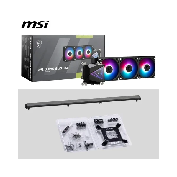 MSI MAG CORELIQUID I360 AIO CPU Liquid Cooler - Enlarged Copper Cold Plate, ARGB Blockhead & LDB Fans, Dual-Chamber Water Block, Split-Flow Radiator, Mystic Light Supported - Intel & AMD Compatible