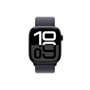 Apple Watch Series 10 [GPS 46 mm] Smartwatch with Jet Black Aluminium Case with Ink Sport Loop. Fitness Tracker, ECG App, Always-On Retina Display, Carbon Neutral