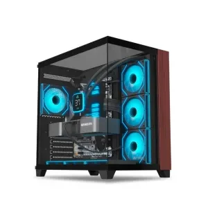 Ant Esports Crystal Wood ATX Mid-Tower Computer Case/Gaming Cabinet with Type-C - Black | Support ATX, Micro-ATX, Mini-ITX | Pre-Installed 4 ARGB Infinity Mirror Fans