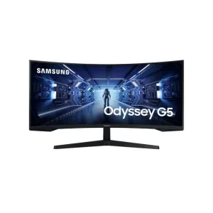 Samsung 34"(86.42cm) Odyssey G5 Curved Gaming Monitor|WQHD 3440 x 1440|1000R|165Hz|1ms|21:9|Wall Mountable|FreeSync Premium|Ports-DP, HDMI, Headphone|DP Cable|Eye-Saver|LC34G55TWWWXXL|Black