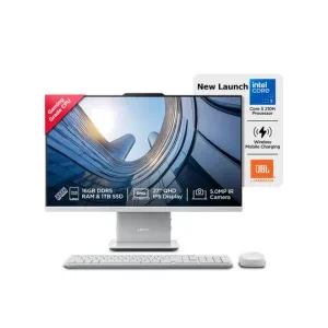 Lenovo IdeaCentre AIO Intel Core 5 210H 27" QHD (16GB RAM/1TB SSD/Win11/Microsoft 365 Basic + Office Home 2024/3Wx2 Harman Speakers/Wireless EOS Keyboard & Mouse, Grey), F0HM00PYIN All-in-One Desktop