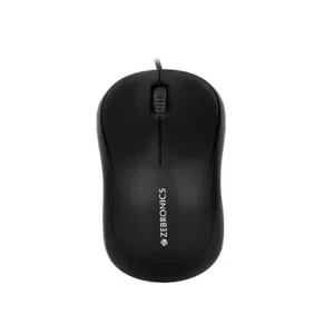 Zebronics Zeb-Comfort Wired USB Mouse, 3-Button, 1000 DPI Optical Sensor, Plug & Play, for Windows/Mac, Black