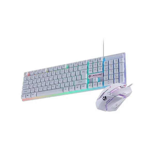 LAPCARE RAPIDO Wired Gaming Keyboard and Mouse Combo with RGB Lighting, Membrane Keys, 8 Million Clicks, Optically Precise Tracking, USB Interface, Ergonomic Design for PC Gaming