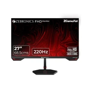 Zebronics S27A 27"" (68.5 cm) Gaming Monitor, 220Hz Refresh Rate, Fast IPS Display, HDMI, DP, FHD 1920x1080, 350nits Brightness, Built-in Speakers, ZGame Aid, Adaptive Sync, Bezel-less, Wall Mountable