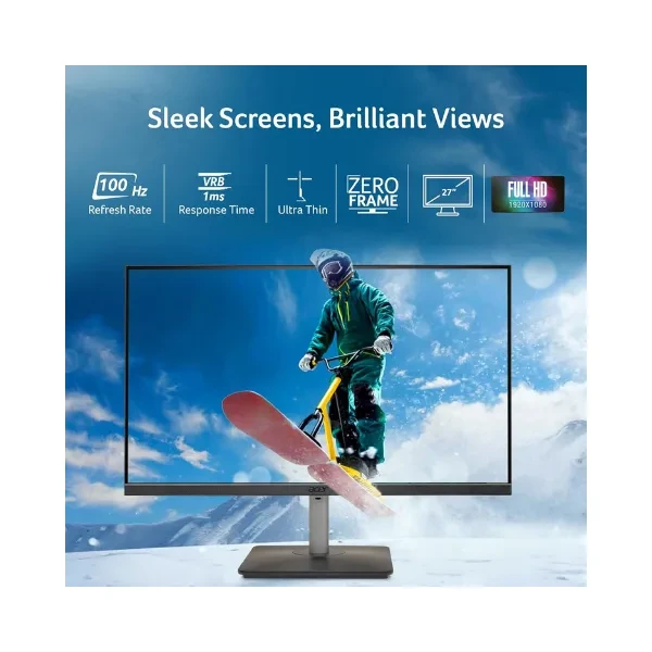 acer RS272 27 Inch Full HD IPS Ultra-Thin (6.9mm) Backlit LED Monitor I Color Patterned Back Mood Light I Dual Glass Design, Sleek Metal Frame I 1 MS, 120Hz I 1xHDMI 1xVGA I Speakers I Eye Care