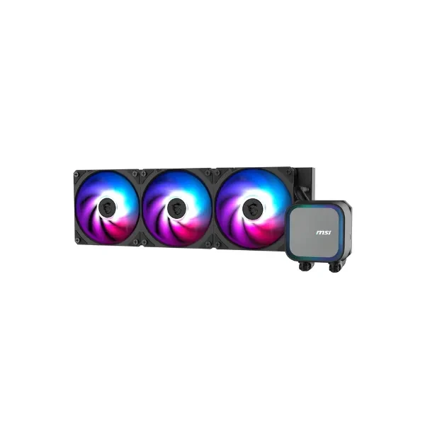 MSI MAG CORELIQUID A13 360 AIO CPU Liquid Cooler - Full CPU Coverage, Improved Water Channel Design, Minimalism Meets Illumination, CycloBlade 7, Split-Flow Radiator, Rifle Bearing Fans