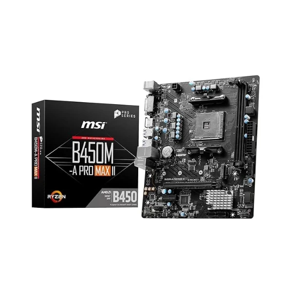 MSI B450M-A PRO MAX II Motherboard, Micro-ATX, AM4 DDR4 USB 3.2 Gen 1 HDMI