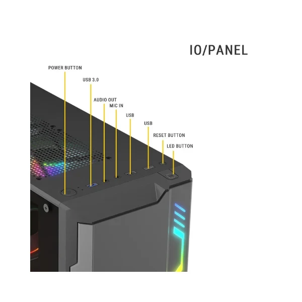 Ant Esports Eclipse Mid-Tower Computer Case/Gaming Cabinet - Black & White | Support ATX,M-ATX,M-ITX | Pre-Installed 4 x 120mm ARGB Fans
