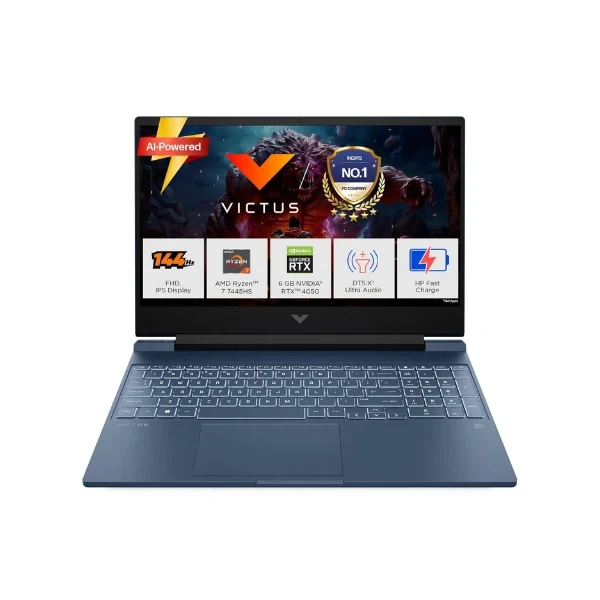 HP Victus, AMD Ryzen 7 7445HS, 6GB RTX 4050, 16GB DDR5(Upgradeable) 512GB SSD, 144Hz, IPS, 300nits, FHD, 15.6''/39.6cm, Win11, M365* Office24, Blue, 2.29kg, fb3118AX, Backlit, DTS Audio, Gaming Laptop