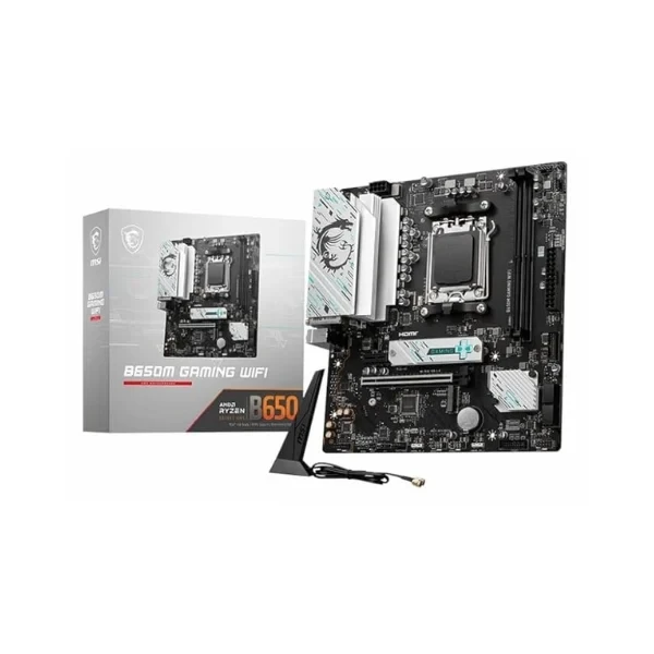 MSI B650M Gaming WiFi Motherboard, mATX - Supports AMD Ryzen 7000 Series Processors, AM5 - DDR5 Memory Boost 7800+ MHz/OC, PCIe 4.0 x16, M.2 Gen4, Wi-Fi 6E